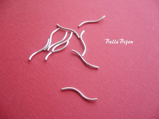 Tubulet in forma de S stilizat din argint rodiat 22x1.5 mm