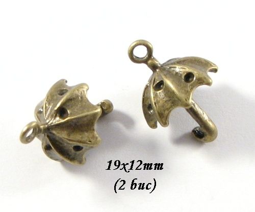 3667 - (2 buc) Charms bronz umbrela