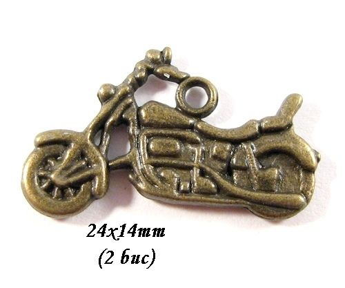 3678 - (2 buc) Charms bronz motocicleta