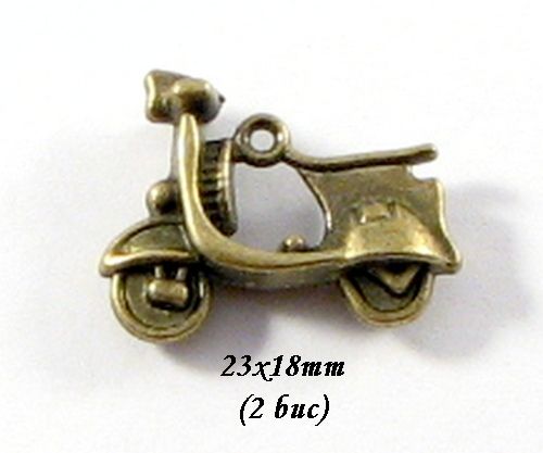 3679 - (2 buc) Charms bronz motocicleta