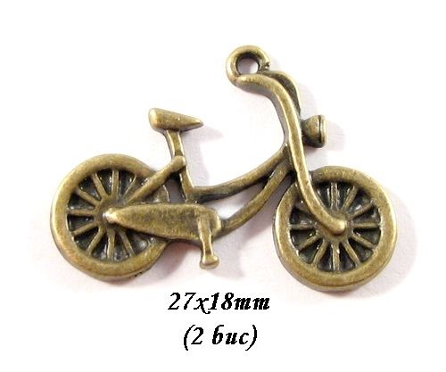 3680 - (2 buc) Charms bronz bicicleta