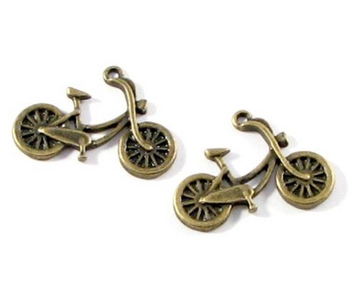 3680 - (2 buc) Charms bronz bicicleta