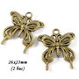 3720 - (2 buc) Charms bronz fluturi