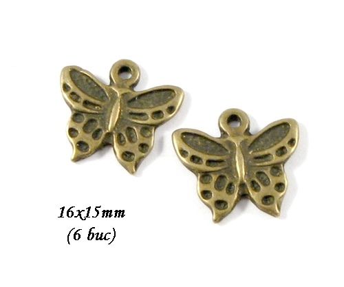 3724 - (6 buc) Charms bronz fluturi