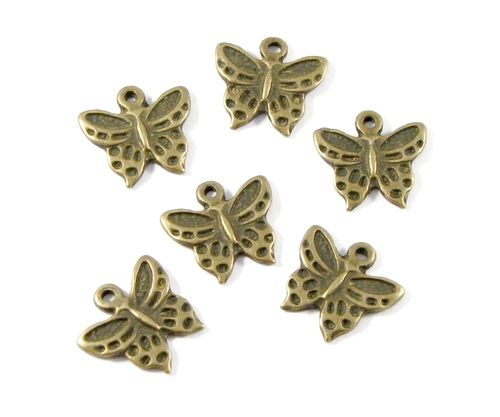3724 - (6 buc) Charms bronz fluturi