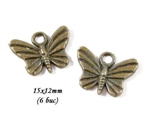 3725 - (6 buc) Charms bronz fluturi