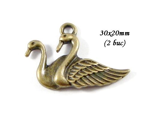 3734- (2 buc) Pandantiv bronz lebede