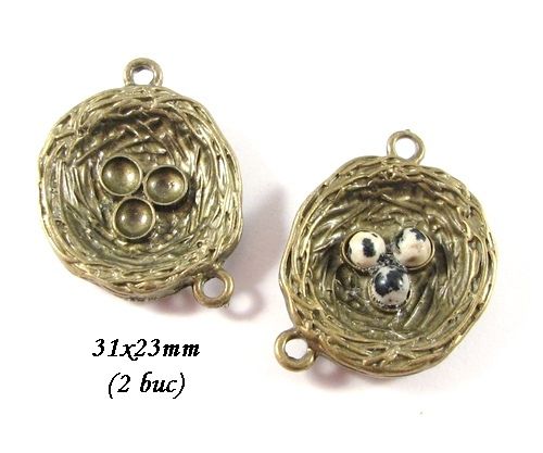 3737 - (2 buc) Minipandantive bronz cuib