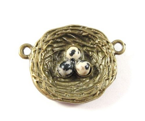 3737 - (2 buc) Minipandantive bronz cuib