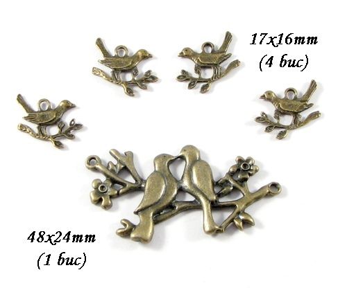 3738 - SET Pandantiv charms bronz pasari