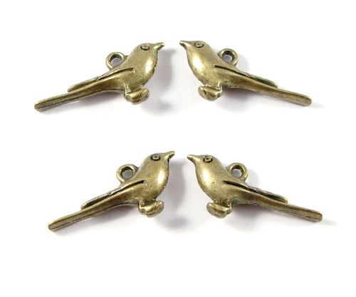 3741 - (4 buc) Charms bronz pasare 3D