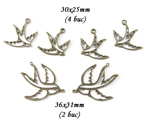 3753 - SET Pandantive charms bronz randunele in zbor
