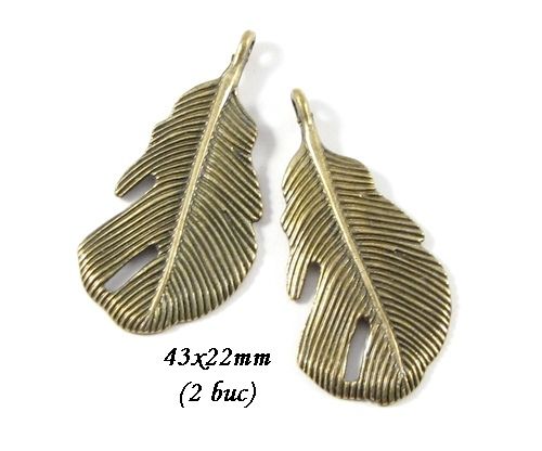 3761 - (2 buc) Pandantiv bronz pana