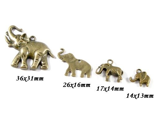 3767 - SET Pandantiv charms bronz elefantei
