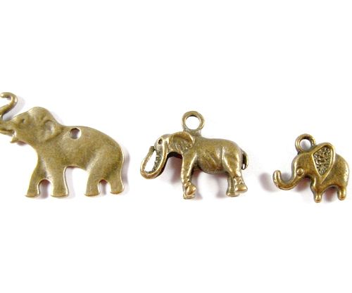 3767 - SET Pandantiv charms bronz elefantei