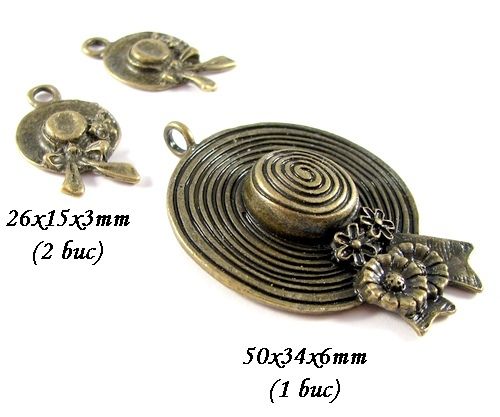 3782 - SET Pandantiv si charms bronz palarii