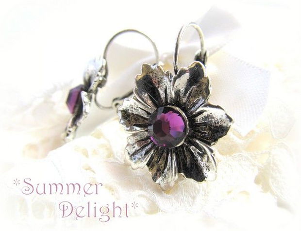 SUMMER DELIGHT CERCEI ARGINTIU ANTIC/SWAROVSKI AMETIST