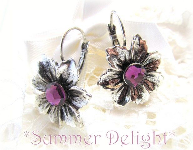 SUMMER DELIGHT CERCEI ARGINTIU ANTIC/SWAROVSKI AMETIST