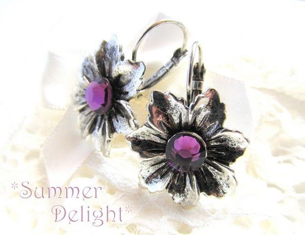 SUMMER DELIGHT CERCEI ARGINTIU ANTIC/SWAROVSKI AMETIST