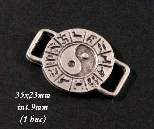 3807 - Link / conector zamac argintat yin yang