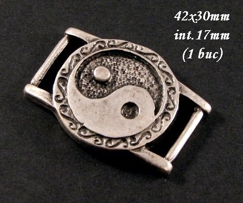 3808 - Link / conector zamac argintat yin yang