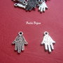 Charm argintiu antichizat hamsa 2x13x19 mm
