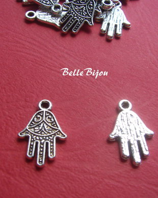 Charm argintiu antichizat hamsa 2x13x19 mm