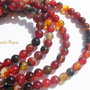 Agate dungate in degrade de rosu caramiziu - negru 4 mm