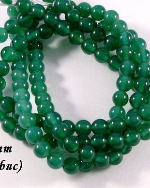 3844 - (38 buc) Agata verde padure sfere 6mm