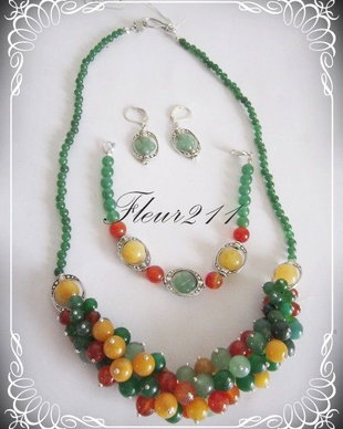 SET-AVENTURIN VERDE, CARNEOL SI JAD VERDE SI GALBEN