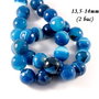 3852 - (2 buc) Agate fatetate albastru 14mm