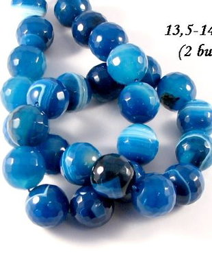 3852 - (10 buc) Agate fatetate albastru 14mm