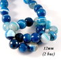 3853 - (2 buc) Agate fatetate, albastru, 12mm