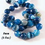 3855 - (6 buc) Agate fatetate, albastru, 8mm