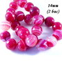 3862 - (2 buc) Agate fatetate, nuante fuchsia si alb-gri, 14mm