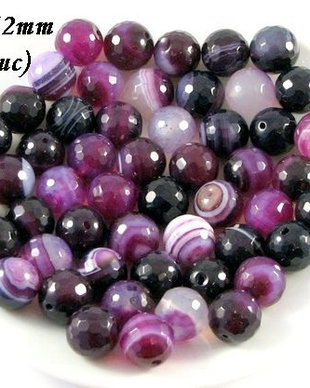 3868 - (26 buc) Agate fatetate, nuante de mov inchis si violet
