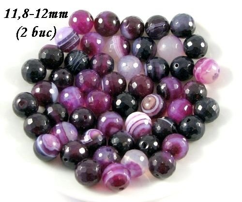 3868 - (2 buc) Agate fatetate, nuante de mov inchis si violet
