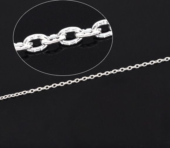 1m Lant placat argint ,zale texturate 2x3mm (sp 114)