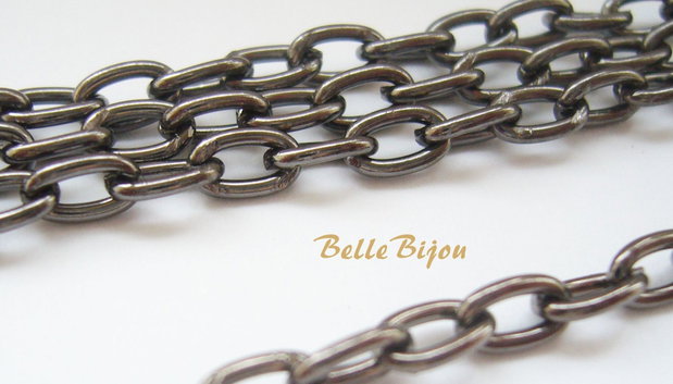 (50 cm) Lant negru (gun metal) cu zale de 4x7 mm
