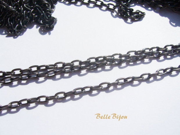 (50 cm) Lant negru (gun metal) cu zale de 4x7 mm