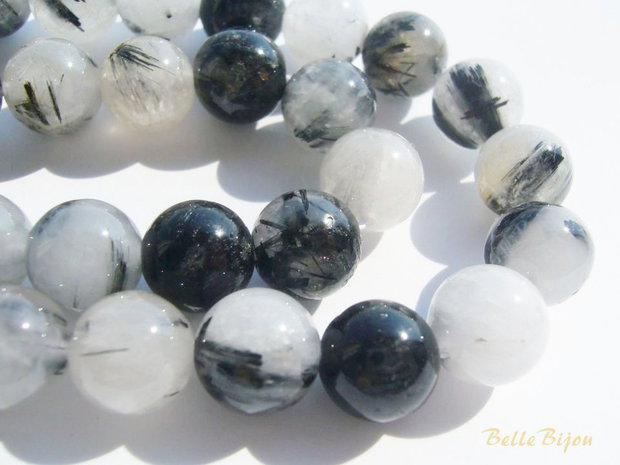 Cuart rutilat alb-negru 10 mm