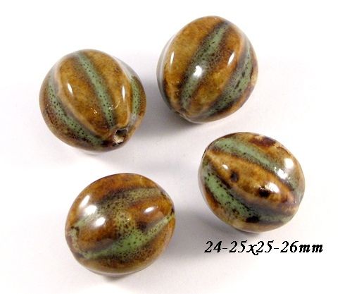 3929 - (1 buc) Margele ceramica glazurata 24-26mm