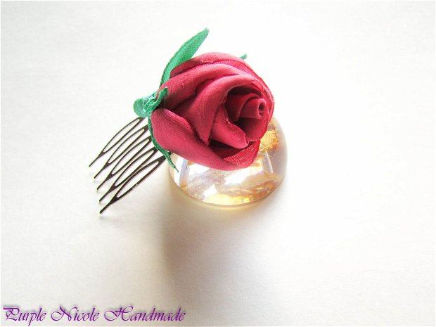 Candy Pink Rose - pieptene par trandafir matase