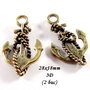 3961 - (2 buc) Charms ancora auriu antichizat