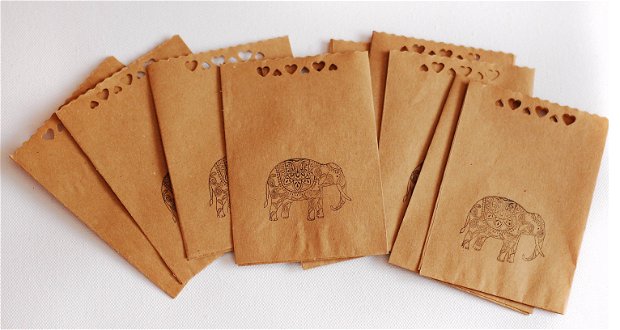 10 buc pliculete de hartie natur cu elefant