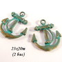 3965 - (2 buc) Charms ancora bronz verdigris