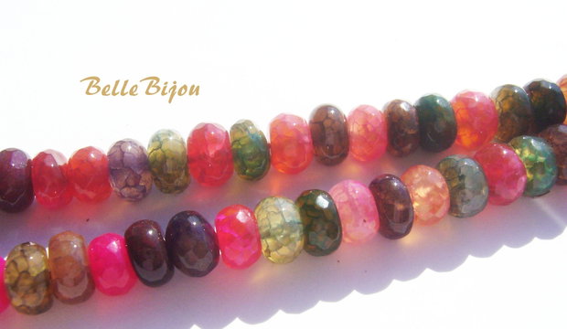 (5 buc) Mix agate rondele fatetate 7.5-8.5x4.5-6 mm