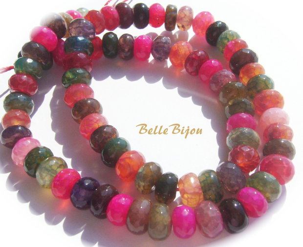 (5 buc) Mix agate rondele fatetate 7.5-8.5x4.5-6 mm