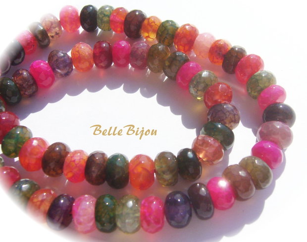 (5 buc) Mix agate rondele fatetate 7.5-8.5x4.5-6 mm