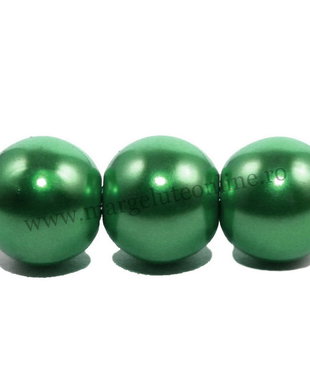 Perle din sticla, 8 mm, verde inchis